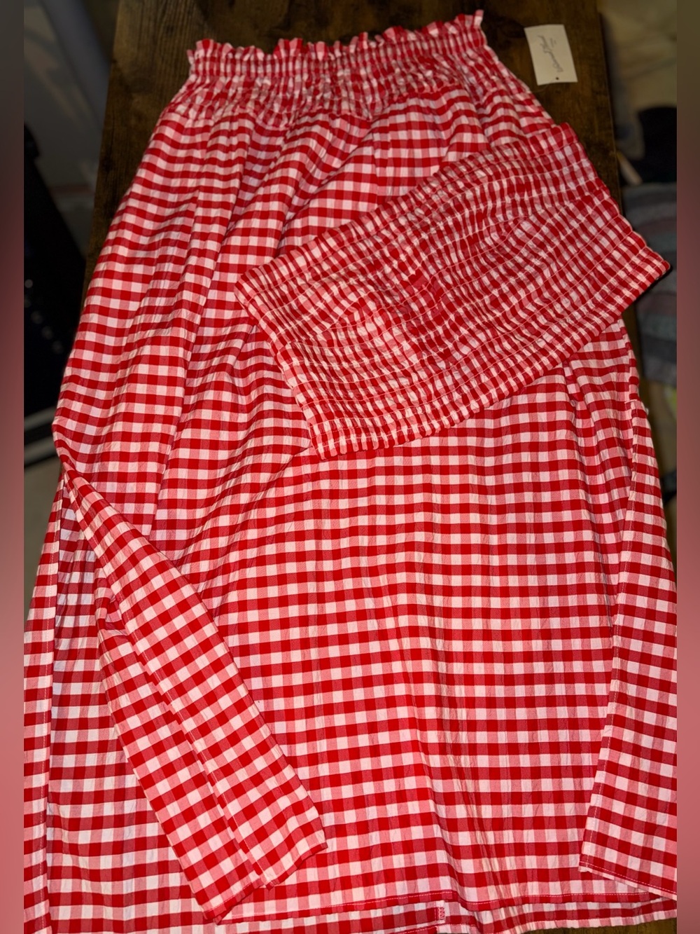 universal threads- Red Gingham Smocked-Waist Women's Skirt and matching top